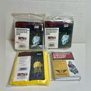 (BUNDLE) BRAND NEW/SEALED - EMERGENCY SURVIVAL BLANKETS (3)/EMERGENCY PONCHO (1)